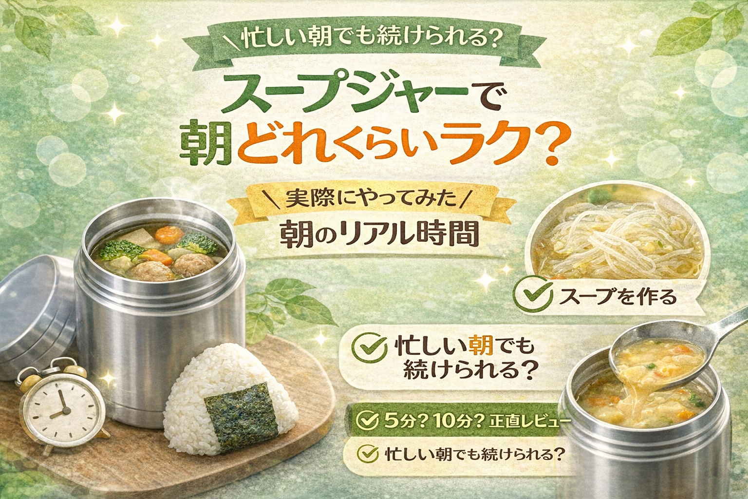 「🌿スープジャー弁当、朝どれくらいラク？」👧