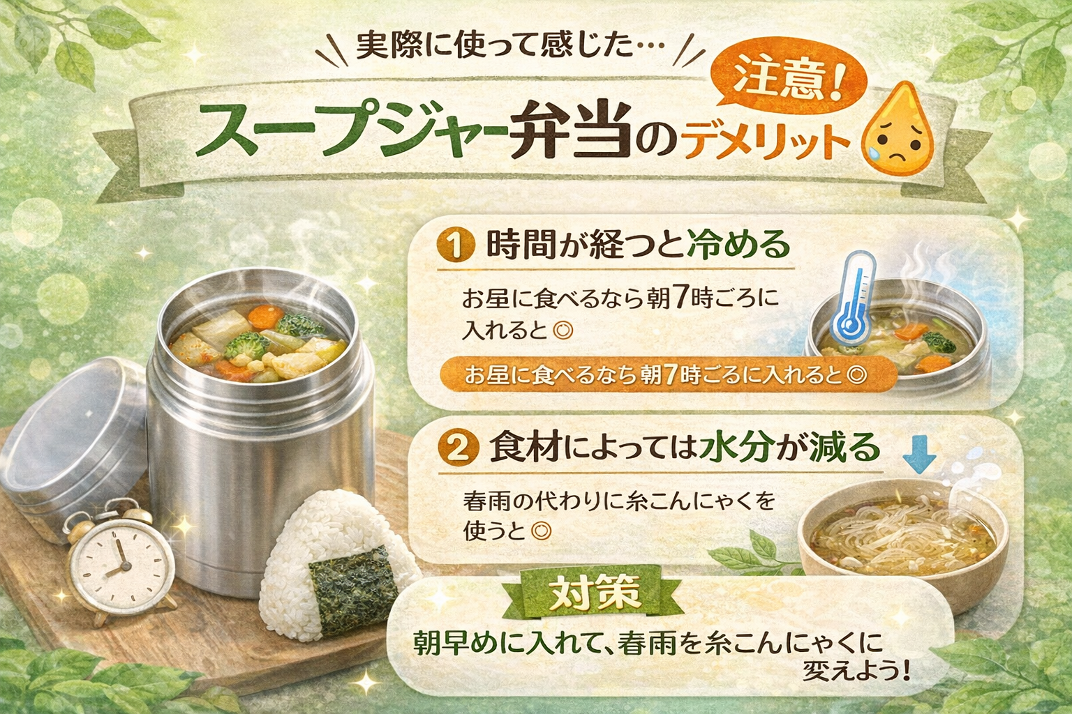 「🌿スープジャー弁当のデメリット」